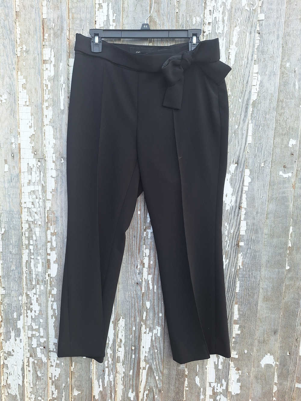 Per Se Black Bow Tie-Waist Trousers Size 8